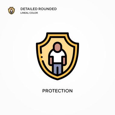 Koruma vektör simgesi. Modern vektör illüstrasyon kavramları. Düzenlemesi ve kişiselleştirmesi kolay.