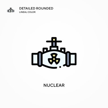 Nükleer vektör simgesi. Modern vektör illüstrasyon kavramları. Düzenlemesi ve kişiselleştirmesi kolay.
