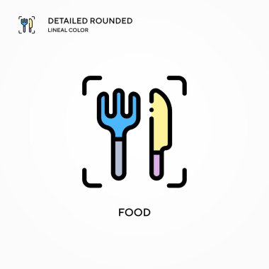 Yiyecek vektör simgesi. Modern vektör illüstrasyon kavramları. Düzenlemesi ve kişiselleştirmesi kolay.