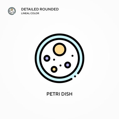 Petri kabı vektör simgesi. Modern vektör illüstrasyon kavramları. Düzenlemesi ve kişiselleştirmesi kolay.