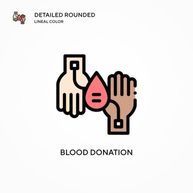 Kan bağışı vektör ikonu. Modern vektör illüstrasyon kavramları. Düzenlemesi ve kişiselleştirmesi kolay.