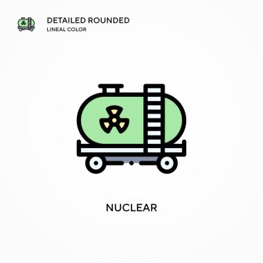 Nükleer vektör simgesi. Modern vektör illüstrasyon kavramları. Düzenlemesi ve kişiselleştirmesi kolay.