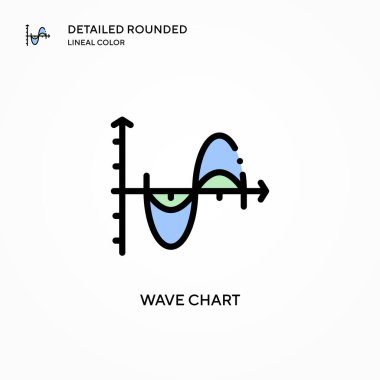 Dalga grafiği vektör simgesi. Modern vektör illüstrasyon kavramları. Düzenlemesi ve kişiselleştirmesi kolay.