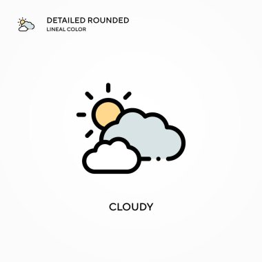 Bulutlu vektör simgesi. Modern vektör illüstrasyon kavramları. Düzenlemesi ve kişiselleştirmesi kolay.