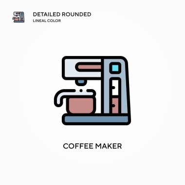 Kahve makinesi vektör ikonu. Modern vektör illüstrasyon kavramları. Düzenlemesi ve kişiselleştirmesi kolay.