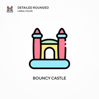 Şişme kale vektör simgesi. Modern vektör illüstrasyon kavramları. Düzenlemesi ve kişiselleştirmesi kolay.