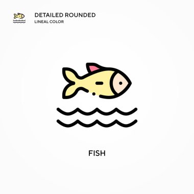 Balık vektör simgesi. Modern vektör illüstrasyon kavramları. Düzenlemesi ve kişiselleştirmesi kolay.