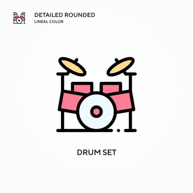 Davul vektör simgesi ayarla. Modern vektör illüstrasyon kavramları. Düzenlemesi ve kişiselleştirmesi kolay.