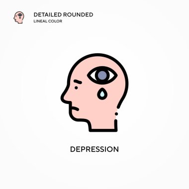 Depresyon vektör simgesi. Modern vektör illüstrasyon kavramları. Düzenlemesi ve kişiselleştirmesi kolay.