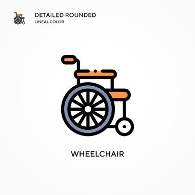 Tekerlekli sandalye vektör simgesi. Modern vektör illüstrasyon kavramları. Düzenlemesi ve kişiselleştirmesi kolay.