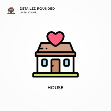 Ev vektör simgesi. Modern vektör illüstrasyon kavramları. Düzenlemesi ve kişiselleştirmesi kolay.