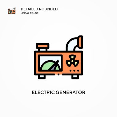 Elektrik jeneratörü vektör simgesi. Modern vektör illüstrasyon kavramları. Düzenlemesi ve kişiselleştirmesi kolay.