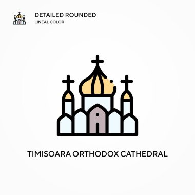 Timisoara Ortodoks Katedrali vektör simgesi. Modern vektör illüstrasyon kavramları. Düzenlemesi ve kişiselleştirmesi kolay.