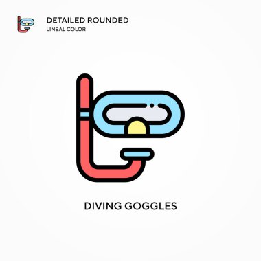 Dalış gözlüğü vektör simgesi. Modern vektör illüstrasyon kavramları. Düzenlemesi ve kişiselleştirmesi kolay.