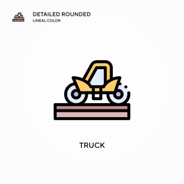 Kamyon vektör simgesi. Modern vektör illüstrasyon kavramları. Düzenlemesi ve kişiselleştirmesi kolay.