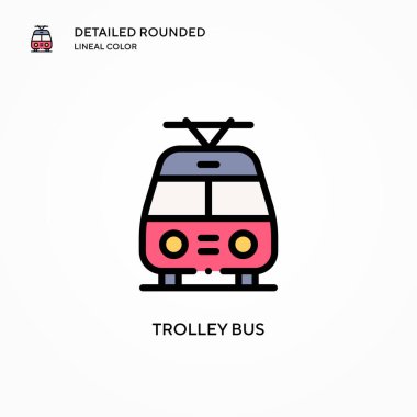 Trolley otobüs vektör simgesi. Modern vektör illüstrasyon kavramları. Düzenlemesi ve kişiselleştirmesi kolay.