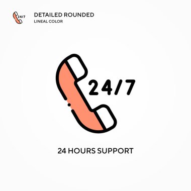 24 saat vektör ikonunu destekle. Modern vektör illüstrasyon kavramları. Düzenlemesi ve kişiselleştirmesi kolay.