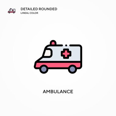 Ambulans vektör simgesi. Modern vektör illüstrasyon kavramları. Düzenlemesi ve kişiselleştirmesi kolay.