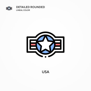 Usa vektör simgesi. Modern vektör illüstrasyon kavramları. Düzenlemesi ve kişiselleştirmesi kolay.