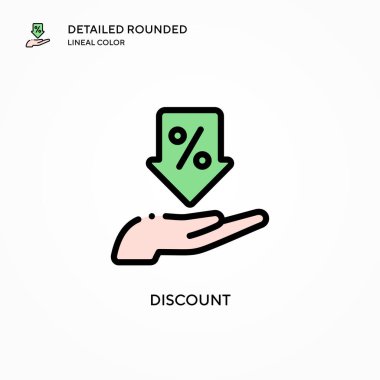 İndirimli vektör simgesi. Modern vektör illüstrasyon kavramları. Düzenlemesi ve kişiselleştirmesi kolay.