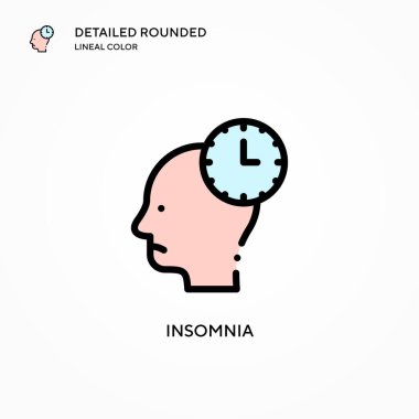 Uykusuzluk vektör simgesi. Modern vektör illüstrasyon kavramları. Düzenlemesi ve kişiselleştirmesi kolay.