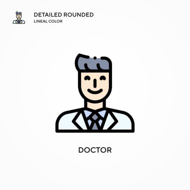 Doktor vektör simgesi. Modern vektör illüstrasyon kavramları. Düzenlemesi ve kişiselleştirmesi kolay.