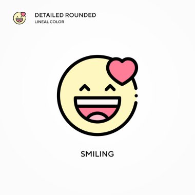 Gülen vektör ikonu. Modern vektör illüstrasyon kavramları. Düzenlemesi ve kişiselleştirmesi kolay.