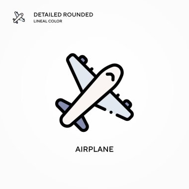 Uçak vektör simgesi. Modern vektör illüstrasyon kavramları. Düzenlemesi ve kişiselleştirmesi kolay.