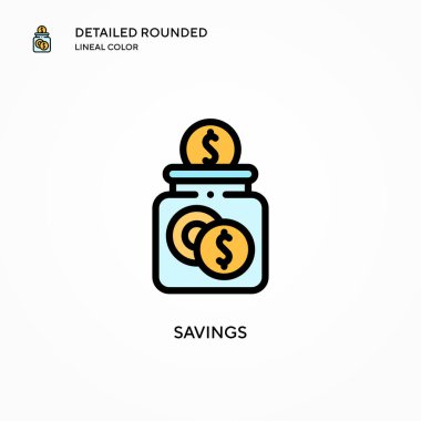 Tasarruf vektör simgesi. Modern vektör illüstrasyon kavramları. Düzenlemesi ve kişiselleştirmesi kolay.