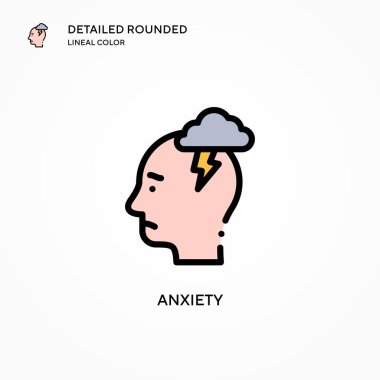 Anksiyete vektör simgesi. Modern vektör illüstrasyon kavramları. Düzenlemesi ve kişiselleştirmesi kolay.