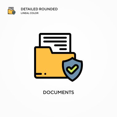 Belge vektör simgesi. Modern vektör illüstrasyon kavramları. Düzenlemesi ve kişiselleştirmesi kolay.