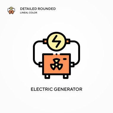Elektrik jeneratörü vektör simgesi. Modern vektör illüstrasyon kavramları. Düzenlemesi ve kişiselleştirmesi kolay.