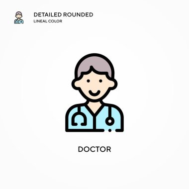 Doktor vektör simgesi. Modern vektör illüstrasyon kavramları. Düzenlemesi ve kişiselleştirmesi kolay.