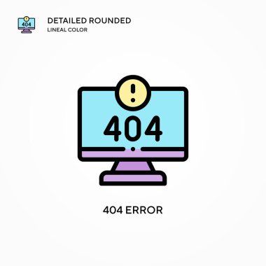 404 hata vektör simgesi. Modern vektör illüstrasyon kavramları. Düzenlemesi ve kişiselleştirmesi kolay.