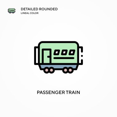 Yolcu treni vektör simgesi. Modern vektör illüstrasyon kavramları. Düzenlemesi ve kişiselleştirmesi kolay.