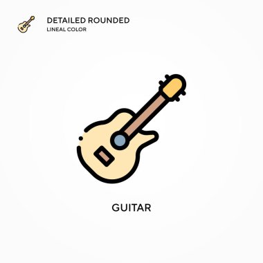 Gitar vektör simgesi. Modern vektör illüstrasyon kavramları. Düzenlemesi ve kişiselleştirmesi kolay.