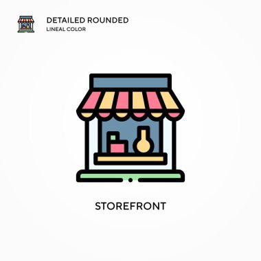 Depo önü vektör simgesi. Modern vektör illüstrasyon kavramları. Düzenlemesi ve kişiselleştirmesi kolay.