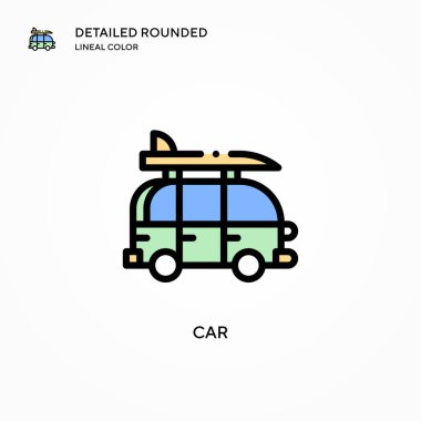 Araba vektör simgesi. Modern vektör illüstrasyon kavramları. Düzenlemesi ve kişiselleştirmesi kolay.