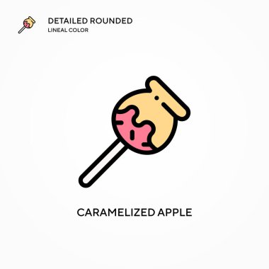 Karamelleştirilmiş elma vektör simgesi. Modern vektör illüstrasyon kavramları. Düzenlemesi ve kişiselleştirmesi kolay.