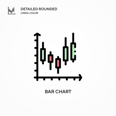 Bar çizelgesi vektör simgesi. Modern vektör illüstrasyon kavramları. Düzenlemesi ve kişiselleştirmesi kolay.