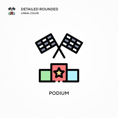 Podyum vektör simgesi. Modern vektör illüstrasyon kavramları. Düzenlemesi ve kişiselleştirmesi kolay.