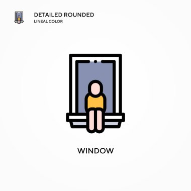 Pencere vektör simgesi. Modern vektör illüstrasyon kavramları. Düzenlemesi ve kişiselleştirmesi kolay.