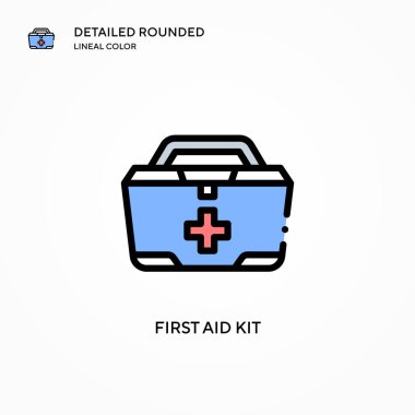 İlk yardım çantası vektör simgesi. Modern vektör illüstrasyon kavramları. Düzenlemesi ve kişiselleştirmesi kolay.