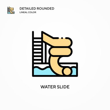 Su kaydırağı vektör simgesi. Modern vektör illüstrasyon kavramları. Düzenlemesi ve kişiselleştirmesi kolay.