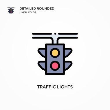 Trafik ışıkları vektör simgesi. Modern vektör illüstrasyon kavramları. Düzenlemesi ve kişiselleştirmesi kolay.