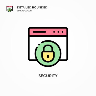 Güvenlik vektör simgesi. Modern vektör illüstrasyon kavramları. Düzenlemesi ve kişiselleştirmesi kolay.
