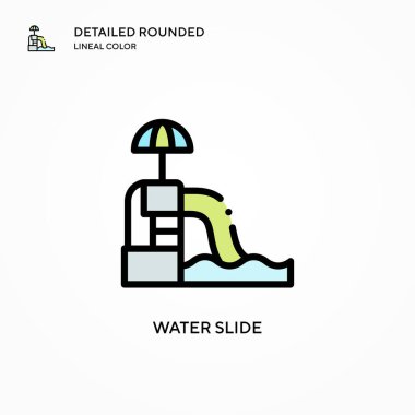 Su kaydırağı vektör simgesi. Modern vektör illüstrasyon kavramları. Düzenlemesi ve kişiselleştirmesi kolay.