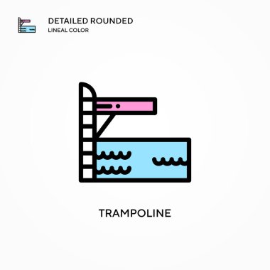 Trambolin vektör simgesi. Modern vektör illüstrasyon kavramları. Düzenlemesi ve kişiselleştirmesi kolay.