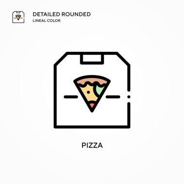 Pizza vektör simgesi. Modern vektör illüstrasyon kavramları. Düzenlemesi ve kişiselleştirmesi kolay.