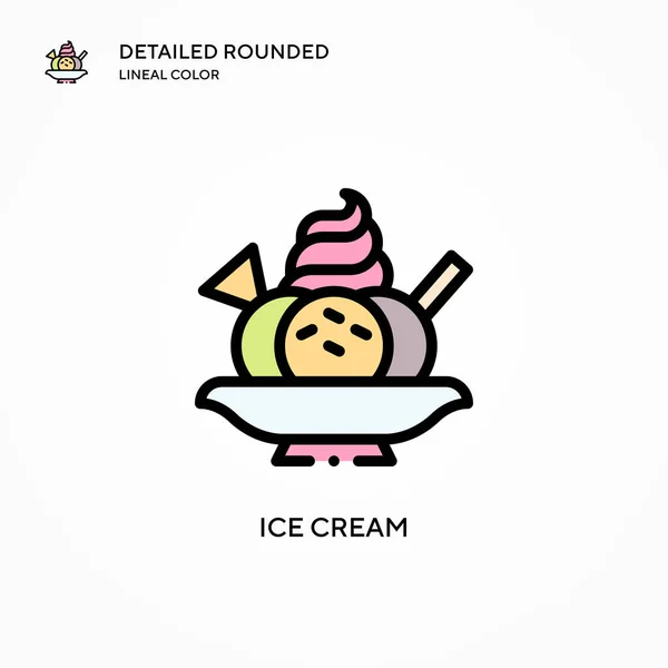 アイスクリームのアイコン 現代のベクトル図の概念 編集とカスタマイズが簡単 — ストックベクタ